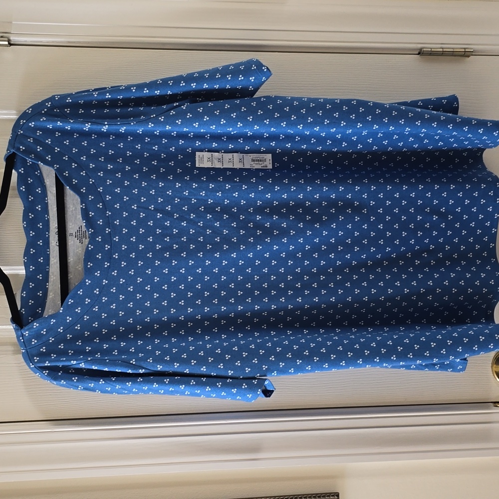 CROFT AND BARROW WOMEN'S PLUS SIZE BLUE & WHITE SHORT SLEEVES COTTON TOP SIZE 3X - Picture 2 of 12